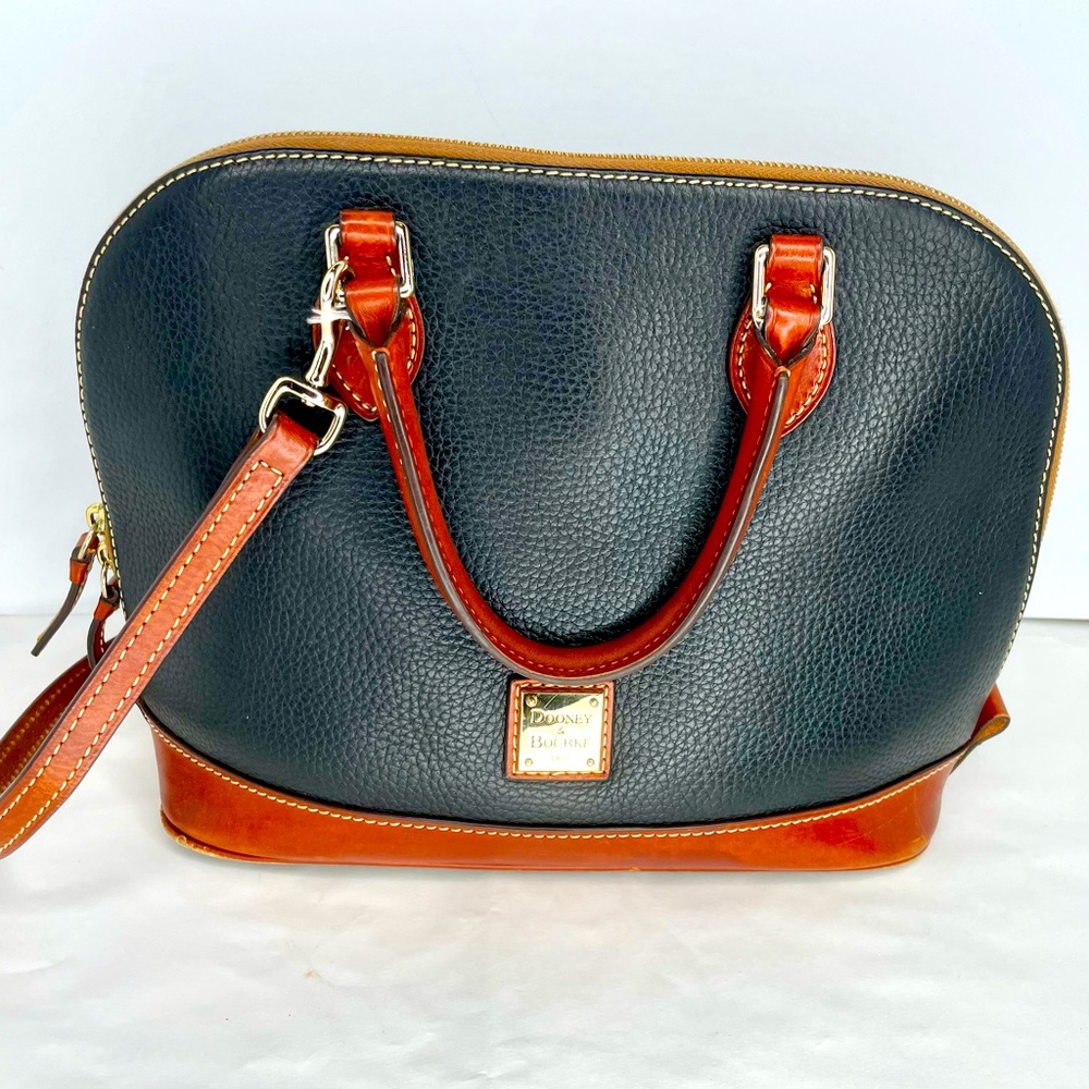 Dooney & Bourke Zip Zip Satchel Black Purse Bag Pebble Grain Leather R343 BL